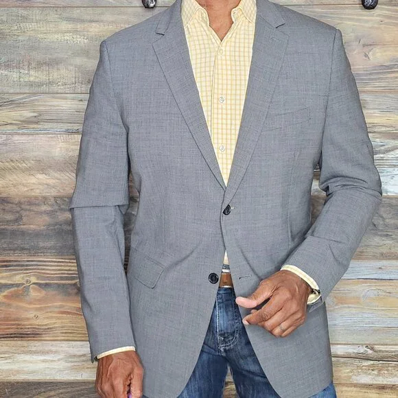 Theory Wool Blend Gray Blazer Jacket 42R *EXCELLENT*